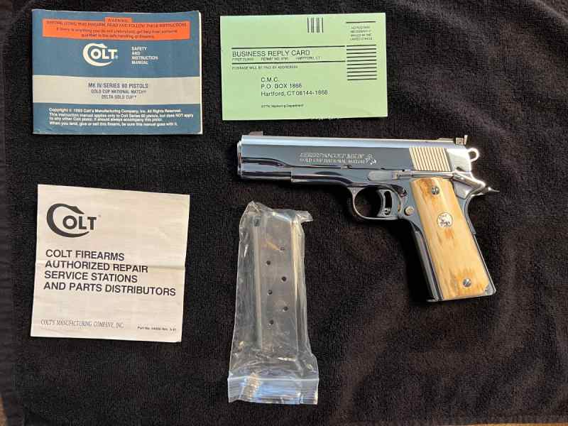 1994 COLT 1911 GOLD CUP POLISHED MAMMOTH IVORY 