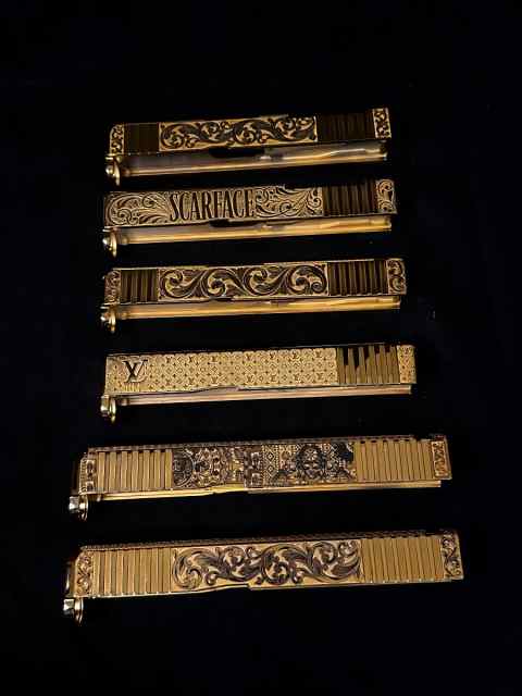 24k Gold Plated Engraved Glock Slides