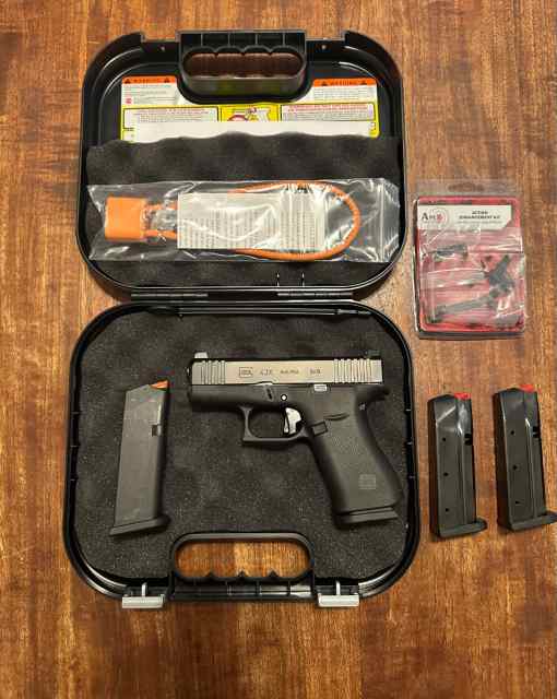Glock 43X w/ Trijicon HD sights, Apex Tactical