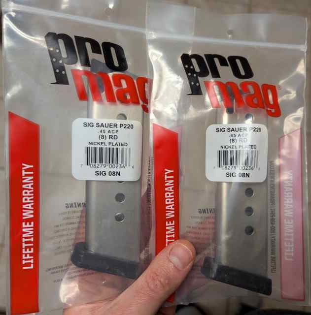 Two SIG P220 45ACP Magazines (ProMag 8 rd)