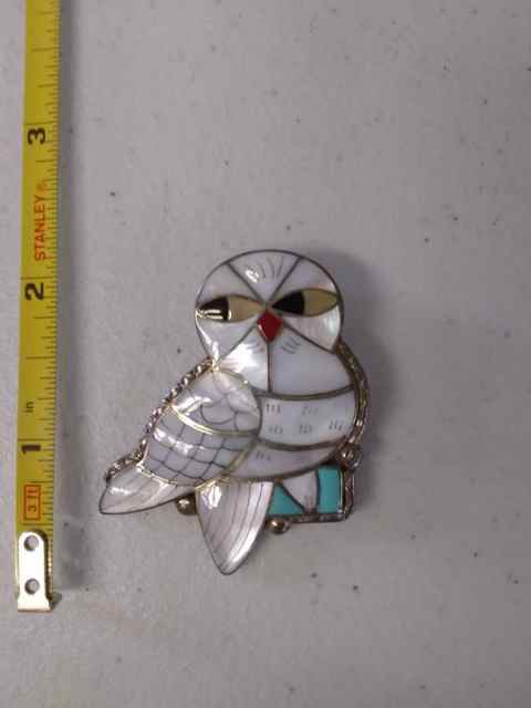 Native American Snowy Owl Pendant Brooch