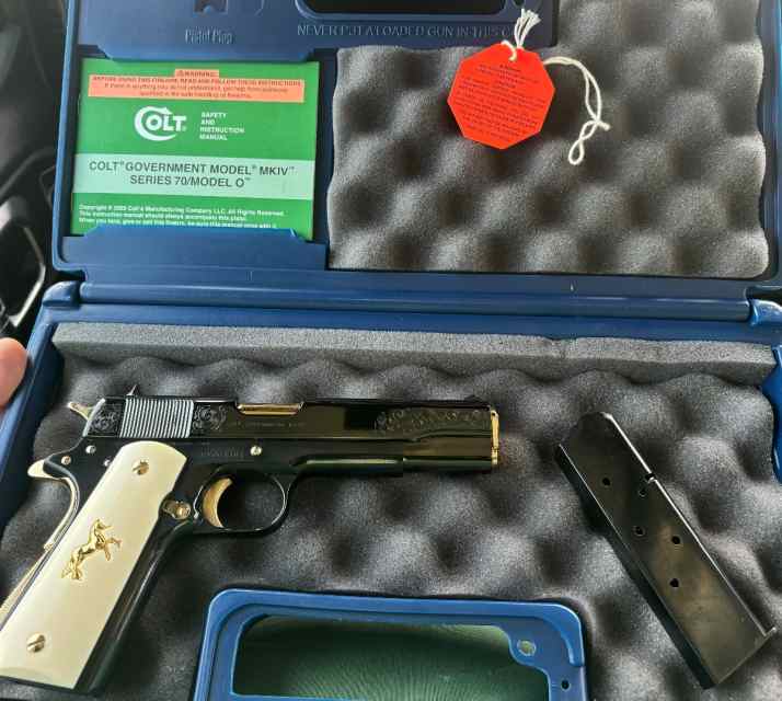 Factory Engraved Royal Blue Colt 1911 