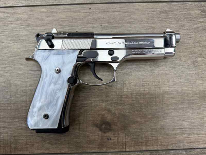 *USED* CUSTOM BERETTA 92FS CHROME W/ PEARL GRIPS