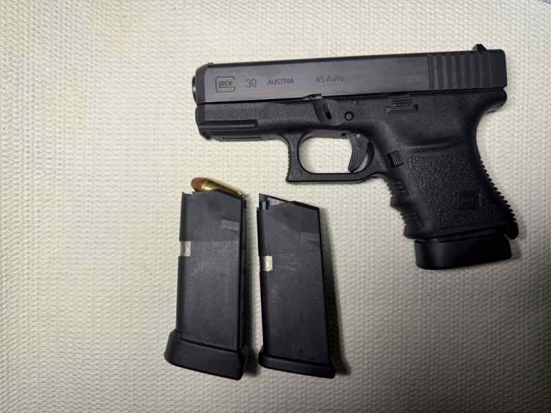 Glock 30 SF w/ 3 Mags + 120rds .45 + Kydex Holster